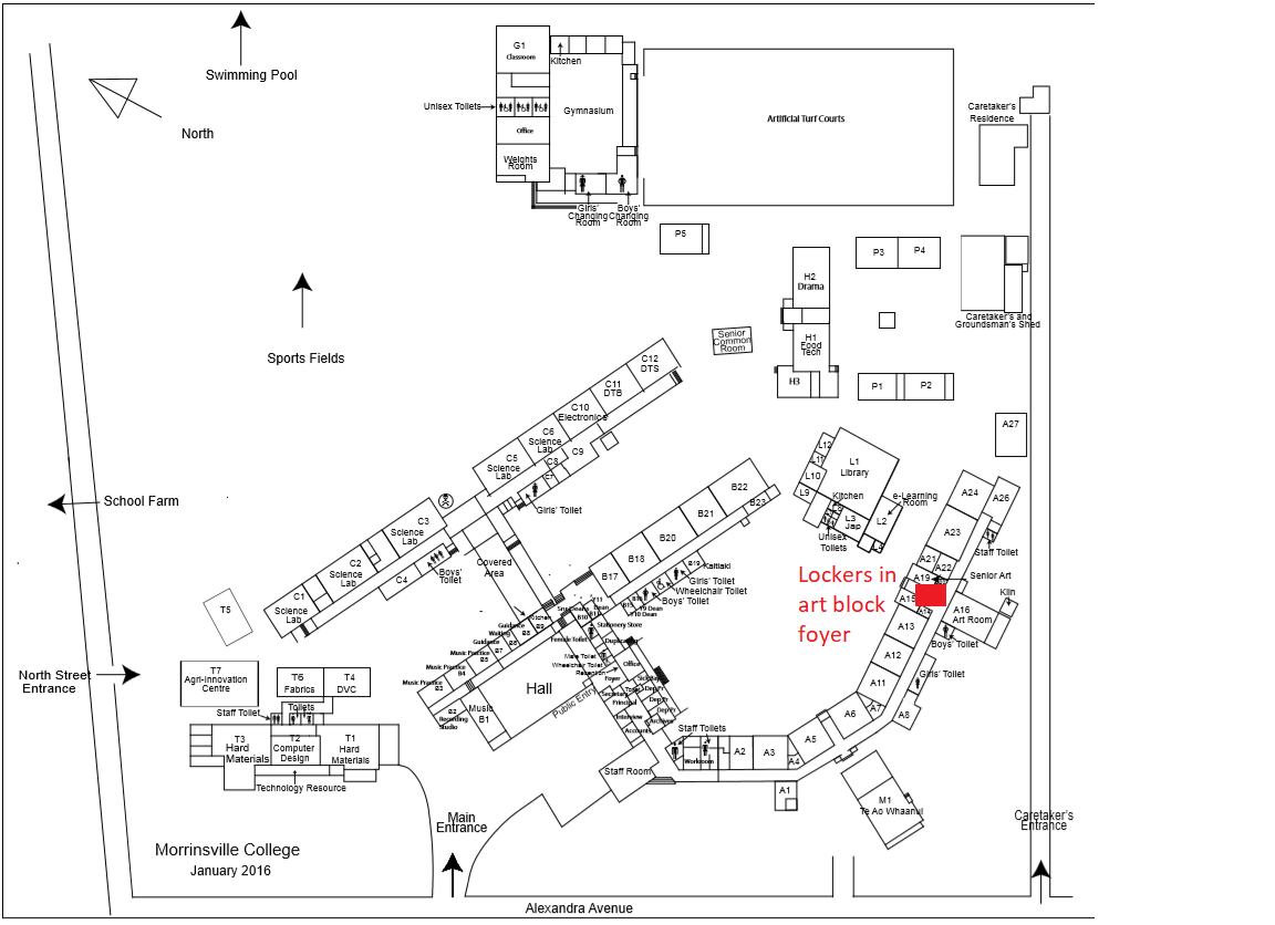 School map with locker location